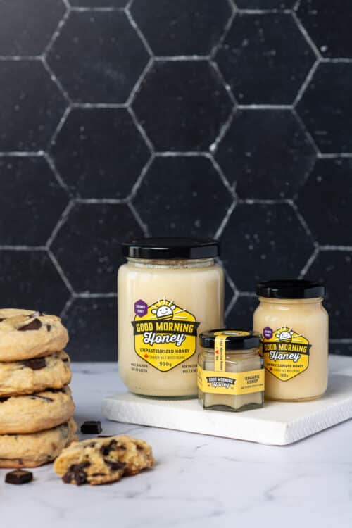 Chocolate chunk cookies are made with Good Morning Honey creamed honey