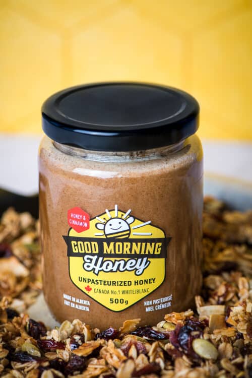 granola made with cinnamon honey