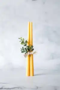 Hand Dipped Beeswax Taper Candle Pair