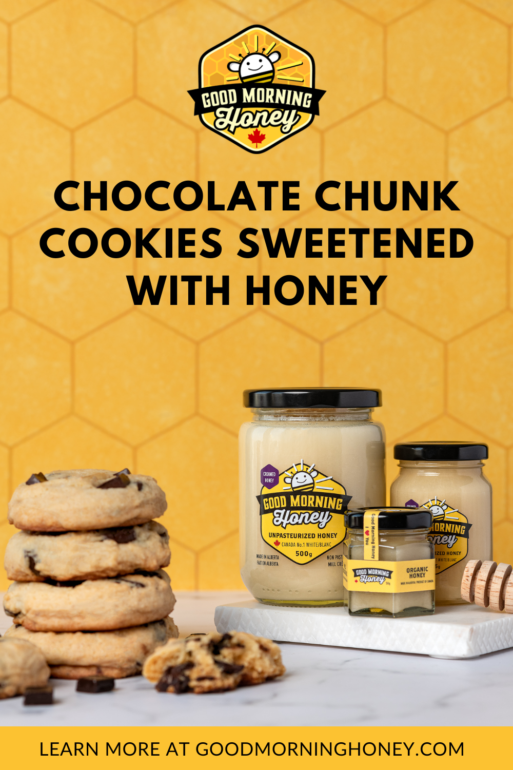 Chocolate chunk cookies made with delicious creamed Good Morning Honey.